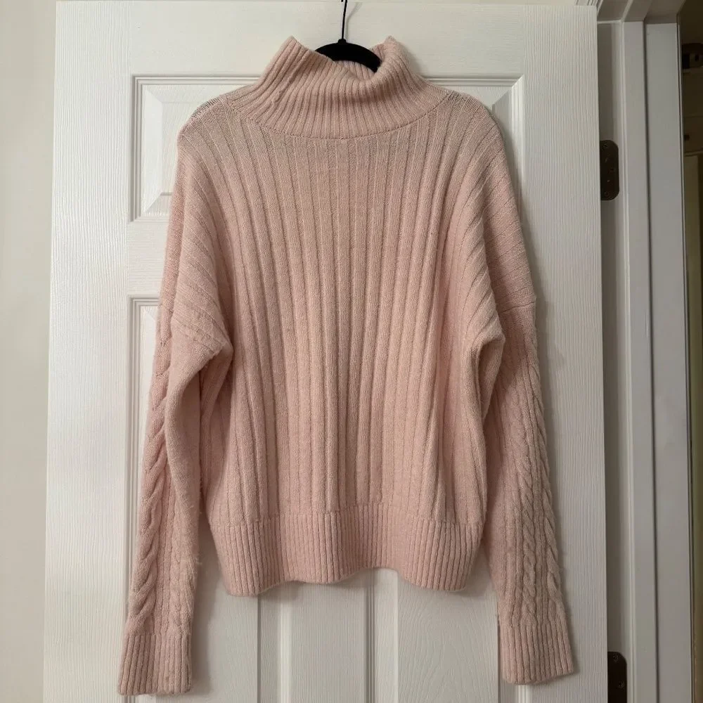 Abercrombie Kids Light Pink Cable Knit Turtleneck Sweater